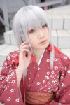 cosplay kimono nobara photo ren_(model) silver_hair twin_braids 