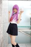  cosplay gintama glasses knee_socks namada photo purple_hair sailor_uniform sarutobi_ayame school_uniform 