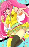  aino_megumi alternate_form asymmetrical_legwear boots cure_lovely earrings hair_ornament happinesscharge_precure! highres ishikkoro jewelry lollipop_hip_hop long_hair magical_girl mismatched_footwear pink_eyes pink_hair precure skirt smile thigh_boots thighhighs twintails wrist_cuffs 