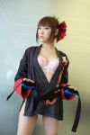   aihara_makoto bra cosplay gloves hair_bow kabi open_gi panties rumble_roses striped the_black_belt_demon  
