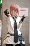 air_gear belt cosplay fingerless_gloves kurosaki_shihomu photo pink_hair sailor_uniform school_uniform simca spandex_shorts 