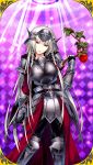  1girl apple arm_guards armor artist_request braid breastplate character_request copyright_request faulds food forehead_protector fruit greaves hime_cut juliet_sleeves leg_armor long_hair long_sleeves pants puffy_sleeves red_eyes solo spaulders twig twin_braids white_hair 