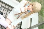  blazer blonde_hair cosplay konohana_hikari konohana_hikari_(cosplay) miniskirt para_noiko school_uniform strawberry_panic thigh-highs 