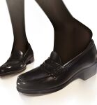  ama_mitsuki black_footwear black_legwear english_commentary feet foot_focus highres loafers original pantyhose shoes simple_background white_background 