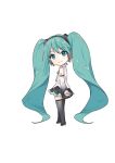  1girl absurdly_long_hair aqua_eyes aqua_hair aqua_nails aqua_neckwear aqua_ribbon arm_behind_back bangs bare_shoulders black_legwear black_skirt boots chibi detached_sleeves from_side full_body hair_between_eyes hair_ornament hatsune_miku hatsune_miku_(nt) headphones high_heels highres ixima layered_sleeves long_hair looking_at_viewer looking_to_the_side miniskirt nail_polish neck_ribbon necktie official_art piapro pleated_skirt ribbon see-through_legwear see-through_sleeves shirt shoulder_tattoo skirt sleeveless sleeveless_shirt smile solo standing tattoo thigh-highs thigh_boots transparent_background twintails very_long_hair vocaloid white_shirt white_sleeves zettai_ryouiki 