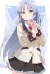  1girl absurdres angel_beats! angel_wings highres long_hair rauto school_uniform serafuku silver_hair solo tachibana_kanade white_wings wings yellow_eyes 