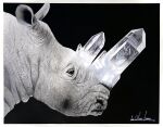  animal_focus black_background colored_pencil_(medium) crystal erumo_0384 highres no_humans original profile rhinoceros simple_background traditional_media 