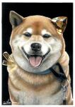  animal_focus black_background colored_pencil_(medium) crystal dog erumo_0384 highres looking_at_viewer no_humans open_mouth original shiba_inu simple_background tongue tongue_out tourmaline_(gemstone) traditional_media 