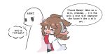  2girls arknights artist_self-insert brown_hair chibi commentary crying english_commentary english_text eyjafjalla_(arknights) goat_girl goat_horns horns hug hug_from_behind kurotofu multiple_girls sad speech_bubble tears 