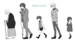  1girl 4boys ahoge bow bowtie brother_and_sister brothers carnival_phantasm child crutch dress fate/stay_night fate/zero fate_(series) formal hair_ribbon hood japanese_clothes long_hair matou_byakuya matou_kariya matou_sakura matou_shinji matou_zouken monochrome multiple_boys nakamura_kuzuyu old old_man ribbon short_hair shorts siblings suit uncle_and_niece vest wavy_hair younger 
