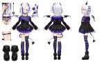  1girl akumano_chipie asagi_yuna blanche_fleur character_sheet demon_girl demon_horns demon_tail demon_wings highres horns multicolored_hair purple_hair purple_legwear short_hair silver_hair tail violet_eyes virtual_youtuber wings 