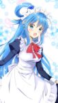  :o aqua_(konosuba) blue_eyes blue_hair kono_subarashii_sekai_ni_shukufuku_wo! maid red_ribbon ribbon 