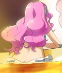  1girl butt_crack from_behind haruyama_kazunori head_fins laura_(precure) long_hair mermaid midriff monster_girl partially_submerged pink_hair precure solo tropical-rouge!_precure water 