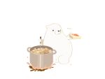  bear chai fire highres ladle no_humans original pot simple_background stew stirring white_background 