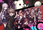  6+boys 6+girls absurdres ahoge armband asahina_aoi bangs bare_arms bare_shoulders black_background black_coat black_gloves black_hair black_jacket black_pants black_skirt blonde_hair blood blue_eyes blue_hair bow braid breasts brown_hair bunny_hair_ornament celestia_ludenberg clenched_teeth coat collarbone collared_shirt commentary_request computer cosplay crossed_arms dangan_ronpa:_trigger_happy_havoc dangan_ronpa_(series) dark_skin dark-skinned_female dress_shirt drill_hair enoshima_junko enoshima_junko_(cosplay) everyone evil_grin evil_smile facial_hair fat fat_man formal fujisaki_chihiro fukawa_touko glasses gloves goatee green_eyes green_hoodie grey_hair grin hagakure_yasuhiro hair_bow hair_ornament hair_ribbon hairclip hand_up hands_up highres holding hood hoodie huge_filesize ikusaba_mukuro ishimaru_kiyotaka jacket kirigiri_kyouko kuwata_leon lace-trimmed_skirt lace_trim laptop large_breasts layered_skirt long_hair long_sleeves looking_at_viewer looking_away maizono_sayaka male_focus mentai_shijimi monokuma multiple_boys multiple_girls muscular muscular_female naegi_makoto necktie one_eye_closed oogami_sakura oowada_mondo open_clothes open_coat open_jacket open_mouth otoko_no_ko pants pink_blood pointing pointing_at_viewer pompadour ponytail purple_hair red_background red_eyes red_jacket redhead ribbon sailor_collar scar scar_on_face school_uniform shirt short_hair shorts side_braid single_braid skirt smile spiky_hair teeth the_culprit_(dangan_ronpa) togami_byakuya twintails very_short_hair violet_eyes white_hair white_shirt yamada_hifumi 