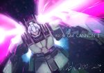  flying gm_cannon_ii gundam gundam_0083 looking_at_viewer mecha mobile_suit open_hand science_fiction serike_w shield signature solo space 