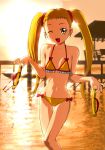  1girl blonde_hair hair_ornament kasugano_urara_(yes!_precure_5) long_hair looking_at_viewer open_mouth precure smile solo swimsuit twintails ueyama_michirou yellow_eyes yes!_precure_5 