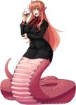  formal highres lamia long_hair miia_(monster_musume) monster_girl monster_musume_no_iru_nichijou necktie onetruevegetab1 redhead suit yellow_eyes 