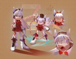  1girl among_us animal_ears boots bow brown_hat chain commentary crewmate_(among_us) ear_bow ear_ribbon english_commentary english_text furry furry_female gloves gold_chain gold_ship_(umamusume) hat high_heel_boots high_heels highres horse_ears horse_girl horse_tail lazerpotaters long_hair pillbox_hat sonic_(series) tail umamusume violet_eyes white_gloves white_hair 