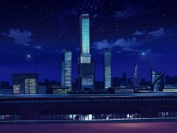  blue_theme bridge building city city_lights cityscape clouds game_asset kourin_tenshi_en_ciel_rena lamppost mahou_senshi_(series) night no_humans non-web_source official_art outdoors road scenery self-datamine sky skyline skyscraper star_(sky) starry_sky tokyo_(city) tower visual_novel_cg 