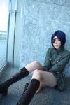 blue_hair boots chrome_dokuro cosplay eyepatch kateikyoushi_hitman_reborn namada photo pleated_skirt 