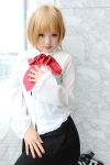  amane_misa blonde_hair cosplay death_note kipi-san long_skirt photo striped 