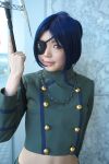  blue_hair chrome_dokuro cosplay eyepatch kateikyoushi_hitman_reborn midriff namada photo pleated_skirt trident 