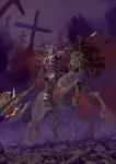 axe blood chain chains fantasy graveyard highres horse pixiv pixiv_fantasia pixiv_fantasia_1 polearm reise warrior weapon 
