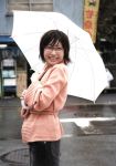  cardigan denim_skirt glasses ono_mayumi sweater umbrella 