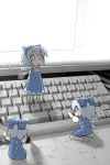  bow chibi cirno computer computer_keyboard keyboard open_mouth photo ribbon smile touhou ugif wings 