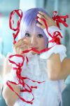  al_azif cosplay cuffs demonbane dress hair_ribbons kipi-san photo purple_hair ribbons ruffles 