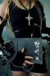  book chain chains cosplay cross death_note fingerless_gloves fishnets gloves highres jewelry kipi-san necklace photo solo thighhighs zipper 