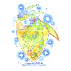  cherry closed_eyes closed_mouth commentary_request cup flygon food fruit full_body greenaokimi highres in_container in_cup lemon lemon_slice lemonade no_humans painting_(medium) pokemon pokemon_(creature) ribbon signature simple_background star_(symbol) striped_ribbon traditional_media watercolor_(medium) white_background 