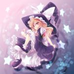  hair_ribbon hair_ribbons hat kirisame_marisa komomo_riri long_hair ribbon ribbons star stars touhou witch witch_hat 