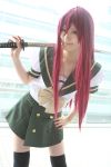  cosplay katana photo redhead sailor_uniform saya school_uniform shakugan_no_shana shana thigh-highs 