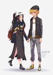  adorable agatsuma_zenitsu canon_couple casual_clothes drawing epic fashion illustration kamado_nezuko kimetsu_no_yaiba romantic shonen shonen_jump signature sneakers suburb teenage teenager watermark 