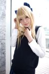   blonde_hair cosplay hair_bow namada photo school_uniform sweater  