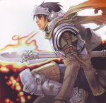  fantasy fire iwasaki_minako male minako_iwasaki polearm scan scarf spear warrior weapon 