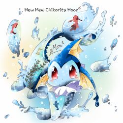  :3 air_bubble animal_focus blush bubble closed_mouth commentary_request english_commentary english_text fish full_body gradient_background happy looking_at_viewer mew_mew_chikorita_moon mixed-language_commentary no_humans pokemon pokemon_(creature) red_eyes seaweed signature smile solo swimming underwater vaporeon water 