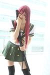  cosplay katana photo redhead sailor_uniform saya school_uniform shakugan_no_shana shana thigh-highs 