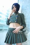  blue_hair chrome_dokuro cosplay eyepatch kateikyoushi_hitman_reborn midriff namada photo pleated_skirt 