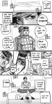  ... 2boys bed comic crossed_arms english greyscale hand_on_own_face hat heart highres jojo_no_kimyou_na_bouken jojolion kira_yoshikage_(jojolion) kuujou_josefumi male_focus mattress monochrome multicolored_hair multiple_boys peace_symbol pin pompadour reammara sailor sailor_hat spoken_ellipsis sweat two-tone_hair 