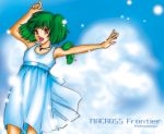  ai-kun cloud clouds dress green_eyes jewelry macross macross_frontier necklace ranka_lee red_eyes sky 