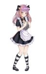  1boy absurdres animal_ears black_dress blush dress eyebrows_visible_through_hair highres jawaffle looking_at_viewer maid pink_hair ralukiz striped 