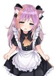  1girl absurdres animal_ears blush crying dress eyebrows_visible_through_hair hair_ribbon heterochromia highres jawaffle long_hair looking_at_viewer maid open_mouth pink_hair ralukiz ribbon simple_background skirt white_background 