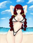  1girl absurdres beach bikini breasts fairy_tail highleg highleg_bikini highleg_swimsuit highres irene_belserion large_breasts long_hair redhead roklus swimsuit 