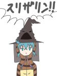  1girl :c aqua_hair closed_mouth crossover eyebrows_visible_through_hair green_eyes harry_potter hat highres hood hood_up hooded_jacket jacket jitome kemono_friends long_sleeves semikouen shouting simple_background sorting_hat translation_request tsuchinoko_(kemono_friends) upper_body v-shaped_eyebrows white_background 