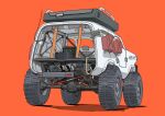  car from_behind gatling_santouhei ground_vehicle highres motor_vehicle no_humans orange_background original simple_background tagme vehicle_focus 