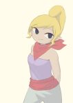  1girl blonde_hair blue_eyes breasts closed_mouth dark_skin dark-skinned_female looking_at_viewer neckerchief pointy_ears short_hair simple_background smile solo tetra the_legend_of_zelda the_legend_of_zelda:_the_wind_waker usushira 