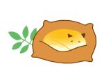  animal animal_focus closed_eyes curled_up facing_viewer fox full_body hirasawa_minami leaf lowres no_humans original pillow simple_background sleeping solo white_background 